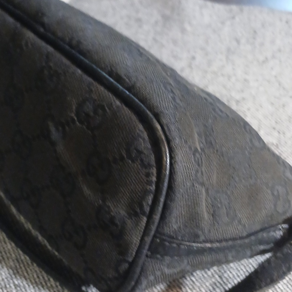 Authentic Gucci Vintage Hand Bag Pouch Purse GG Canvas Leather Black - Picture 11 of 16